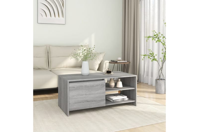 Soffbord grå sonoma-ek 102x50x45 cm konstruerat trä - Grå - Soffbord