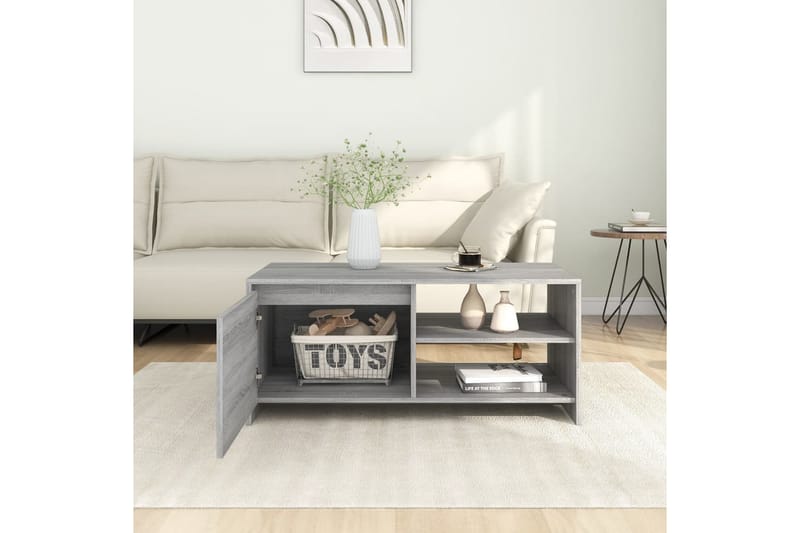 Soffbord grå sonoma-ek 102x50x45 cm konstruerat trä - Grå - Soffbord