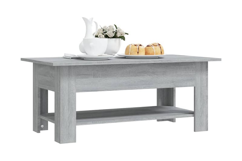Soffbord grå sonoma-ek 102x55x42 cm spånskiva - Grå - Soffbord