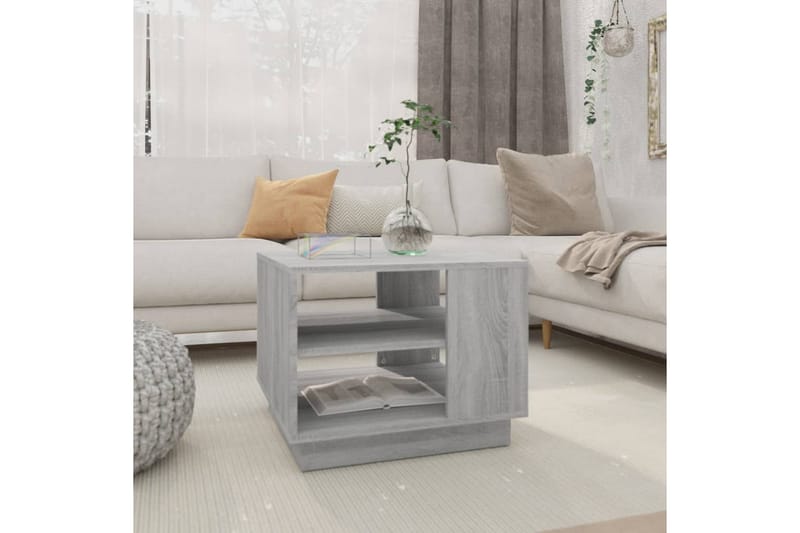 Soffbord grå sonoma-ek 55x55x43 cm spånskiva - Grå - Soffbord
