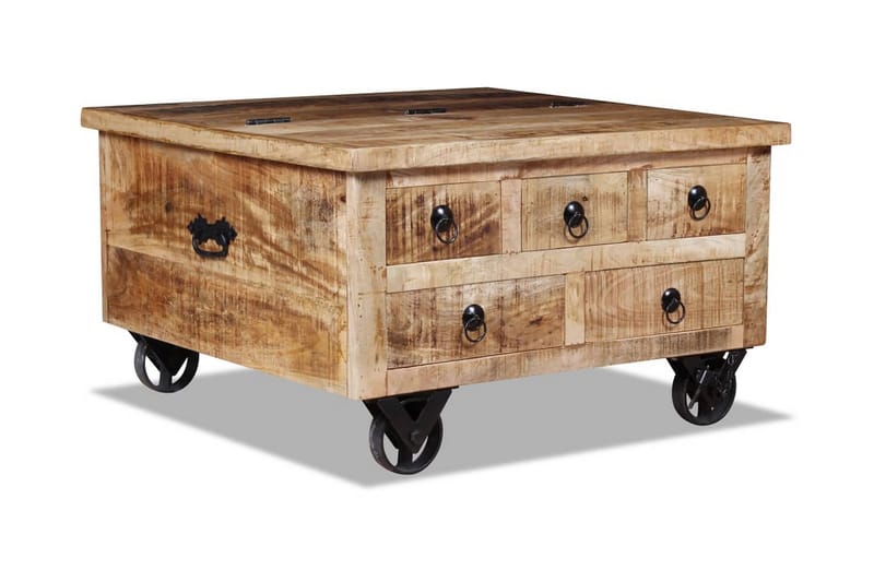 Soffbord grovt mangoträ 70x70x40 cm - Brun - Möbler - Bord & matgrupper - Soffbord