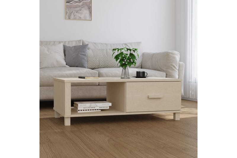 Soffbord honungsbrun 100x55x35 cm massiv furu - Brun - Soffbord