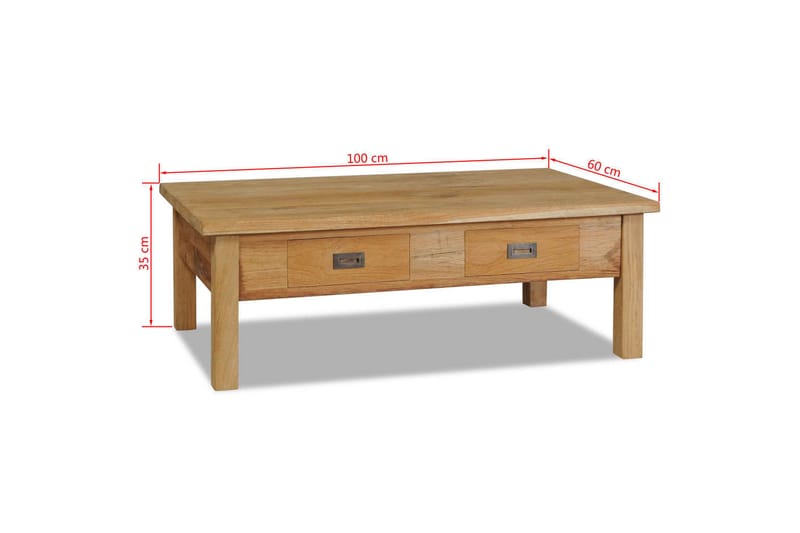 Soffbord i massiv teak 100x60x35 cm - Brun - Soffbord