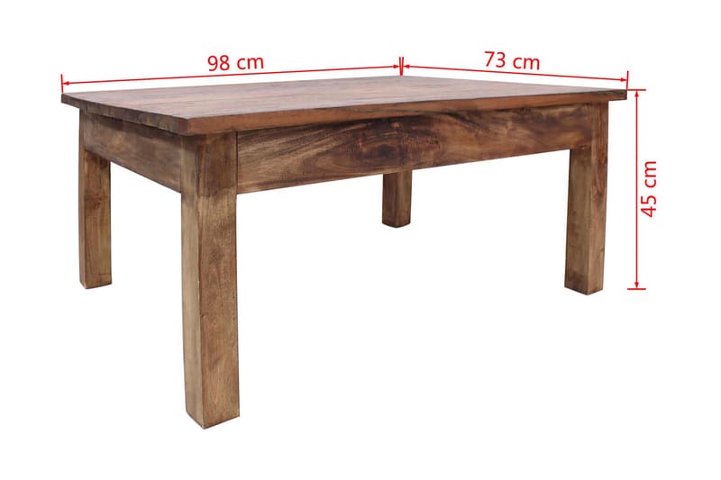 Soffbord i massivt återvunnet trä 98x73x45 cm - Brun - Soffbord