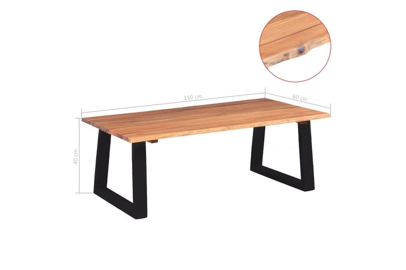 Soffbord i massivt akaciaträ 110x60x40 cm - Brun - Möbler - Bord & matgrupper - Soffbord