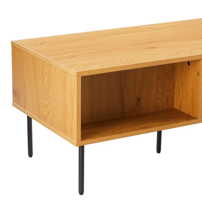 Soffbord Line 100x50x45 cm melamin med ekbark - melamin med ekbark; svarta MDF-fronter - Möbler - Bord & matgrupper - Soffbord