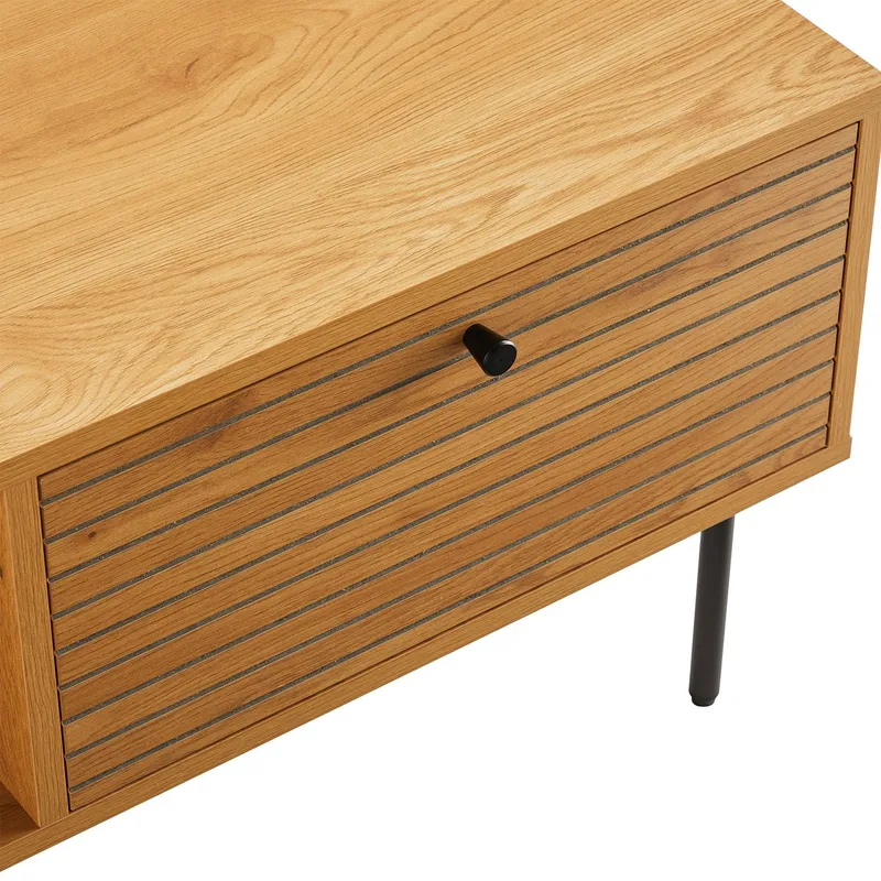Soffbord Line 100x50x45 cm melamin med ekbark - melamin med ekbark; svarta MDF-fronter - Möbler - Bord & matgrupper - Soffbord