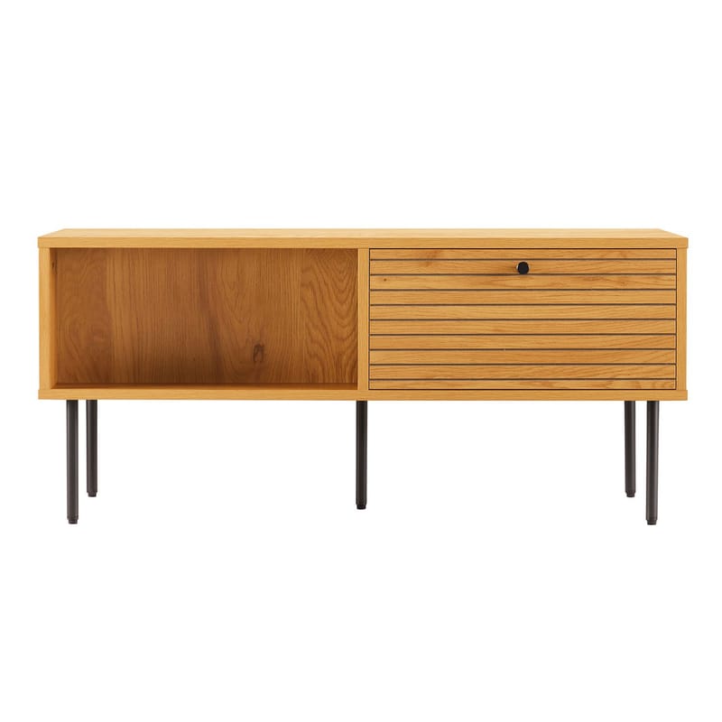 Soffbord Line 100x50x45 cm melamin med ekbark - melamin med ekbark; svarta MDF-fronter - Möbler - Bord & matgrupper - Soffbord