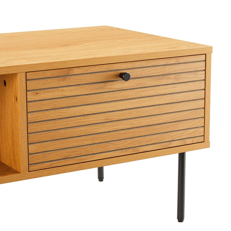 Soffbord Line 100x50x45 cm melamin med ekbark - melamin med ekbark; svarta MDF-fronter - Möbler - Bord & matgrupper - Soffbord