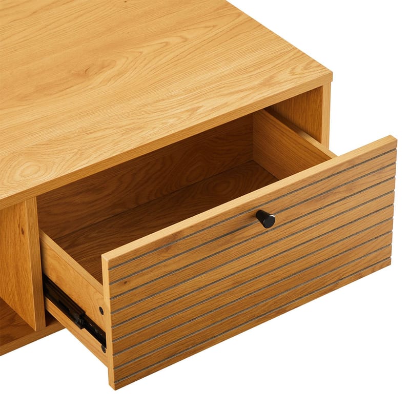 Soffbord Line 100x50x45 cm melamin med ekbark - melamin med ekbark; svarta MDF-fronter - Möbler - Bord & matgrupper - Soffbord