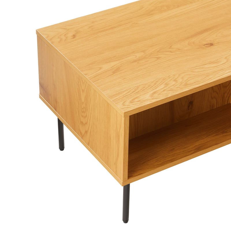 Soffbord Line 100x50x45 cm melamin med ekbark - melamin med ekbark; svarta MDF-fronter - Möbler - Bord & matgrupper - Soffbord