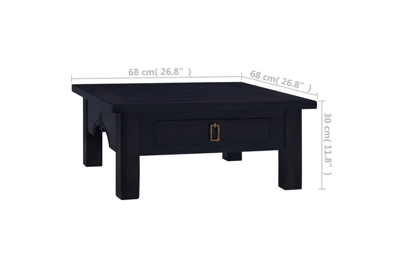Soffbord ljus svart 68x68x30 cm massiv mahogny - Svart - Möbler - Bord & matgrupper - Soffbord