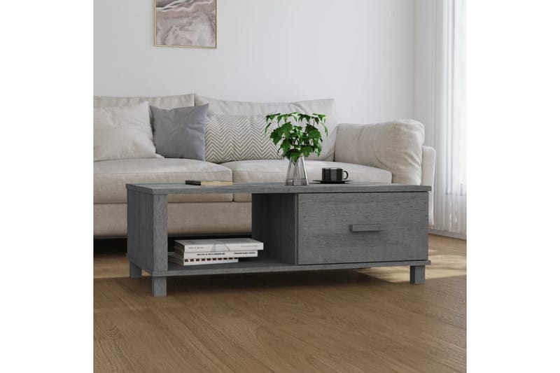 Soffbord mörkgrå 100x55x35 cm massiv furu - Grå - Soffbord
