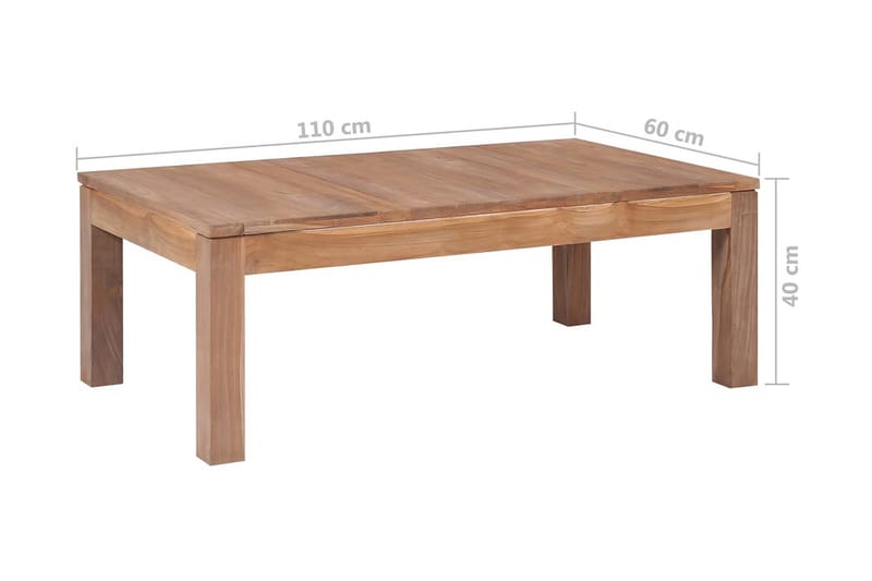 Soffbord massiv teak med naturlig finish 110x60x40 cm - Brun - Soffbord