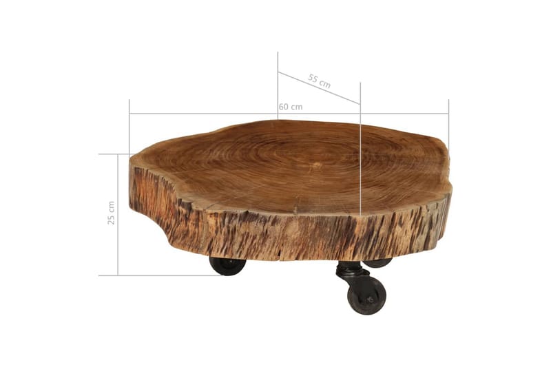 Soffbord massivt akaciaträ 60x55x25 cm - Brun - Soffbord - Soffbord med hjul