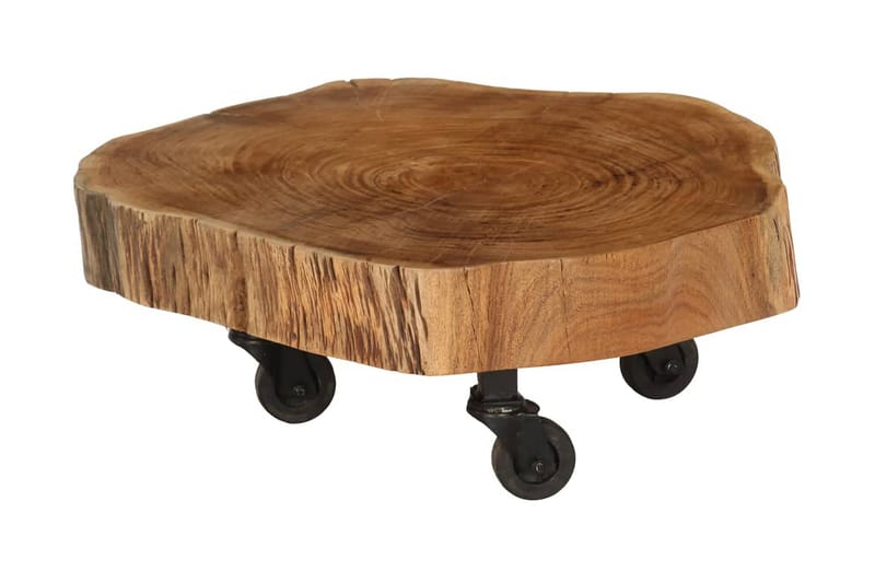 Soffbord massivt akaciaträ 60x55x25 cm - Brun - Soffbord - Soffbord med hjul