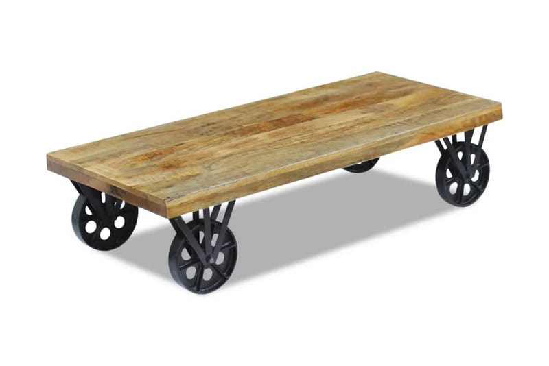 Soffbord massivt mangoträ 120x60x30 cm - Brun - Soffbord - Soffbord med hjul