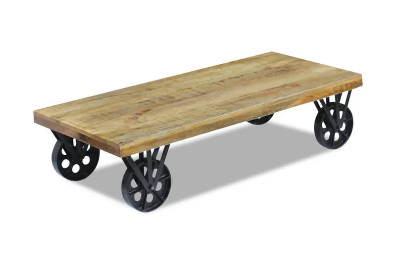 Soffbord massivt mangoträ 120x60x30 cm - Brun - Soffbord - Soffbord med hjul