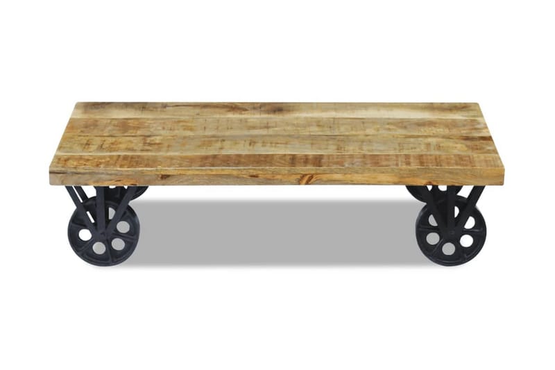 Soffbord massivt mangoträ 120x60x30 cm - Brun - Soffbord med hjul - Soffbord