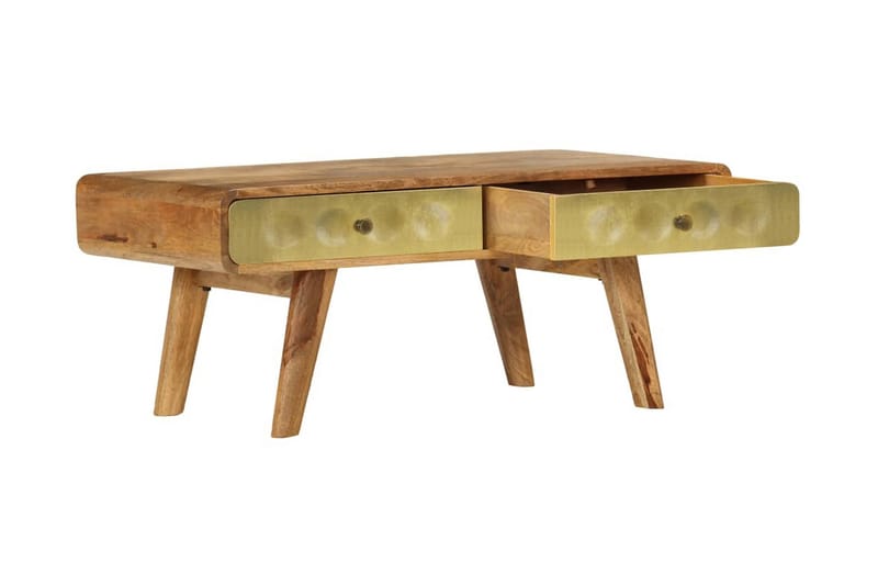 Soffbord massivt mangoträ 90x50x40 cm - Guld - Möbler - Bord & matgrupper - Soffbord