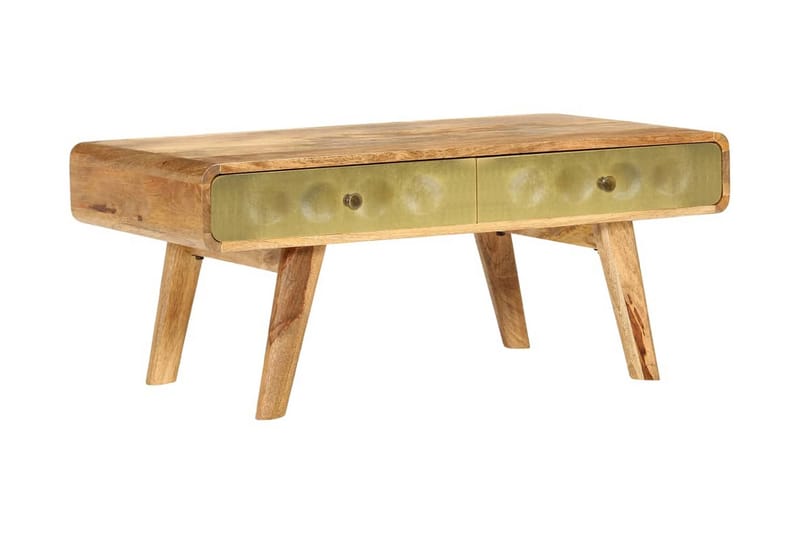 Soffbord massivt mangoträ 90x50x40 cm - Guld - Möbler - Bord & matgrupper - Soffbord