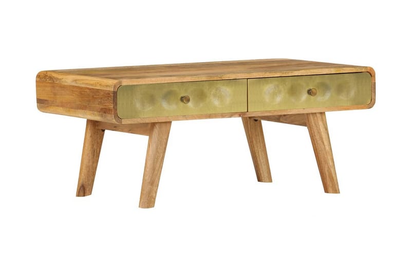 Soffbord massivt mangoträ 90x50x40 cm - Guld - Möbler - Bord & matgrupper - Soffbord