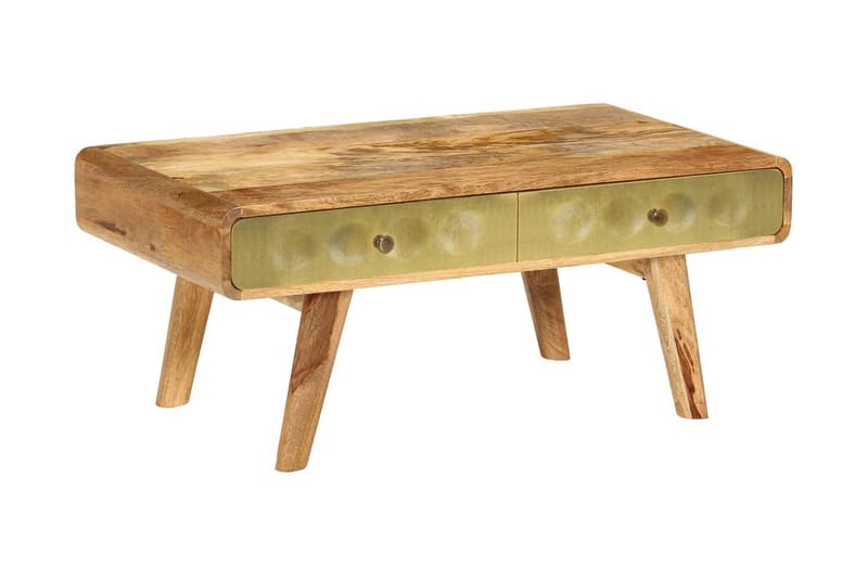 Soffbord massivt mangoträ 90x50x40 cm - Guld - Möbler - Bord & matgrupper - Soffbord