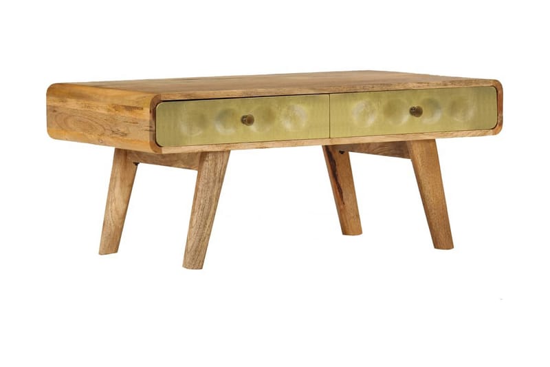 Soffbord massivt mangoträ 90x50x40 cm - Guld - Möbler - Bord & matgrupper - Soffbord