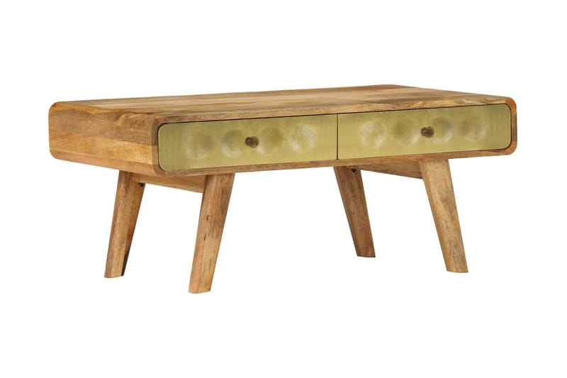 Soffbord massivt mangoträ 90x50x40 cm - Guld - Möbler - Bord & matgrupper - Soffbord