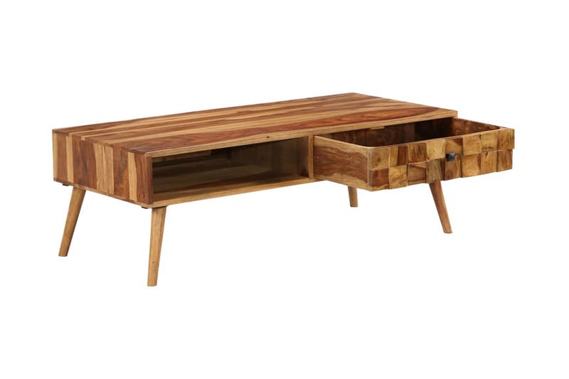 Soffbord massivt sheshamträ med honungsfinish 110x50x37 cm - Brun - Soffbord