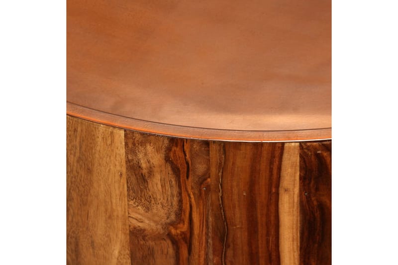 Soffbord massivt sheshamträ och stål 68 cm - Brun - Soffbord