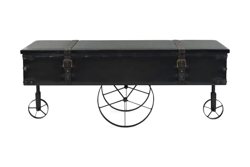 Soffbord MDF och granträ 110x55x43 cm - Svart - Soffbord - Soffbord med hjul