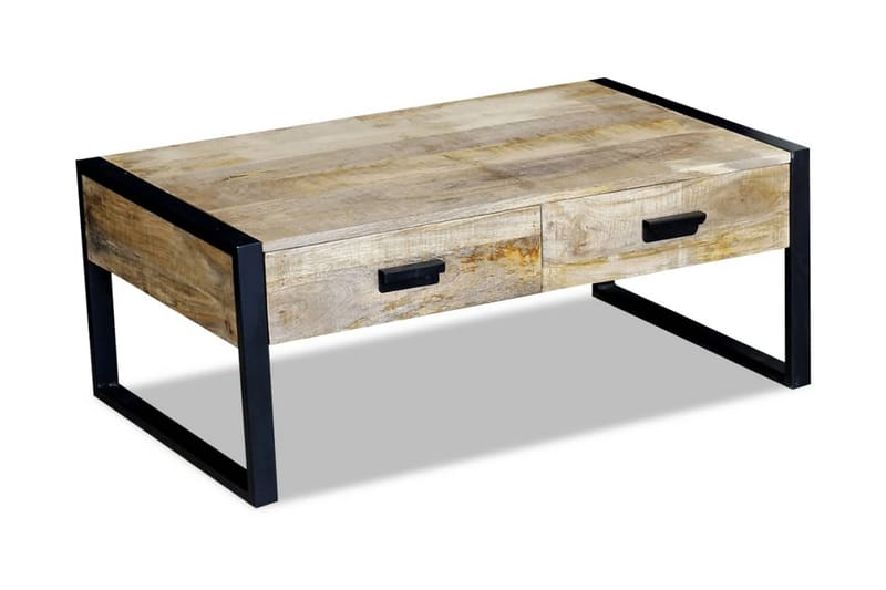 Soffbord med 2 lådor massivt mangoträ 100x60x40 cm - Brun - Möbler - Bord & matgrupper - Soffbord