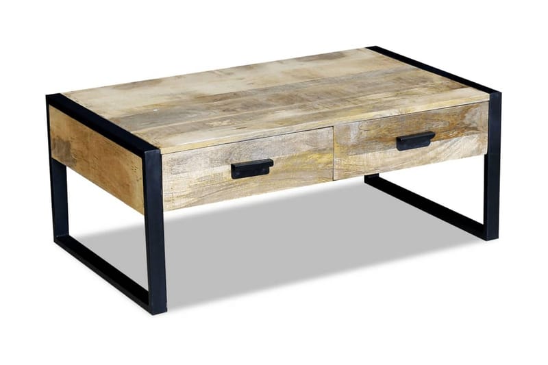 Soffbord med 2 lådor massivt mangoträ 100x60x40 cm - Brun - Möbler - Bord & matgrupper - Soffbord