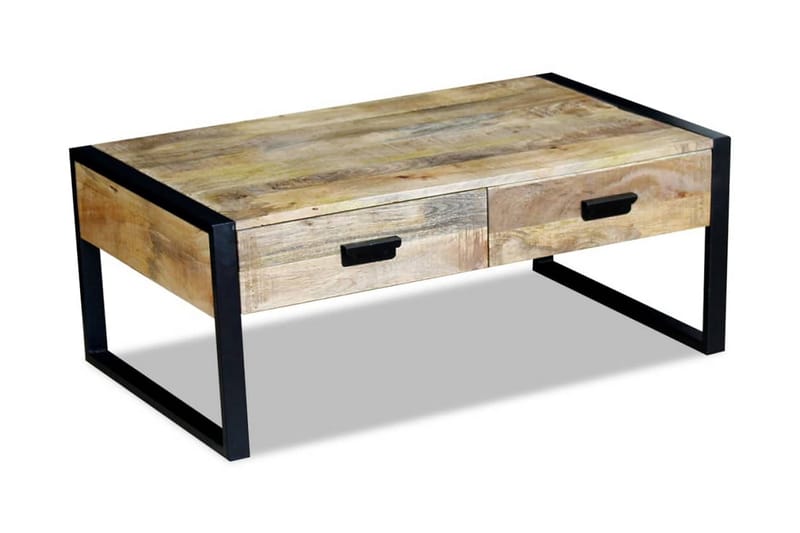 Soffbord med 2 lådor massivt mangoträ 100x60x40 cm - Brun - Möbler - Bord & matgrupper - Soffbord
