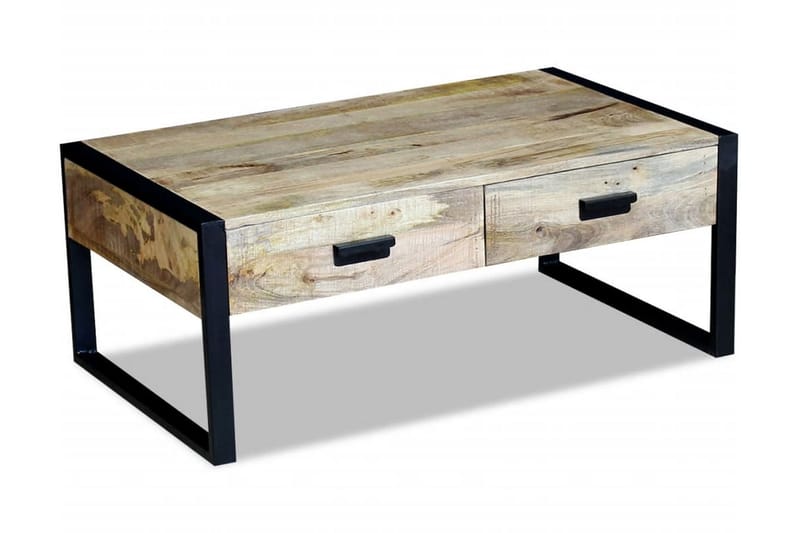 Soffbord med 2 lådor massivt mangoträ 100x60x40 cm - Brun - Soffbord