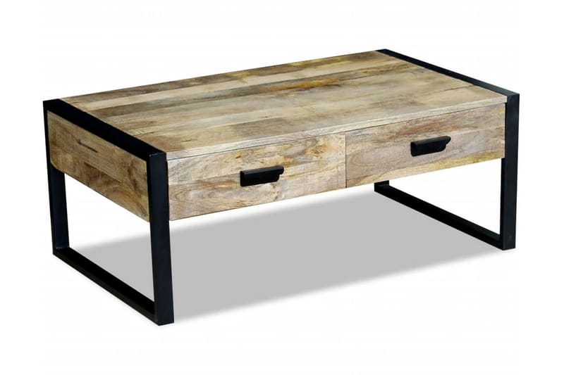 Soffbord med 2 lådor massivt mangoträ 100x60x40 cm - Brun - Möbler - Bord & matgrupper - Soffbord