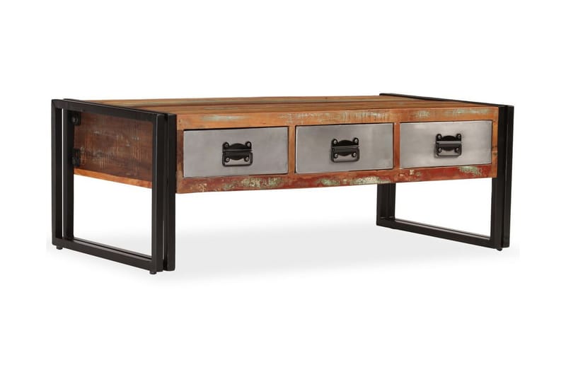 Soffbord med 3 lådor massivt återvunnet trä 100x50x35 cm - Brun - Soffbord