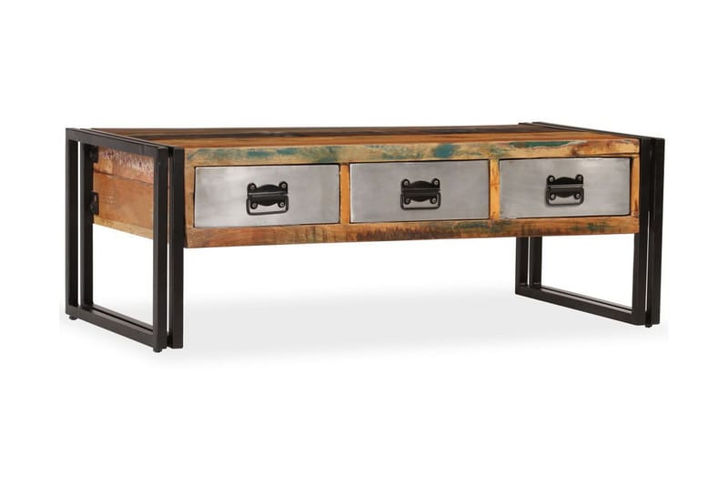 Soffbord med 3 lådor massivt återvunnet trä 100x50x35 cm - Brun - Soffbord