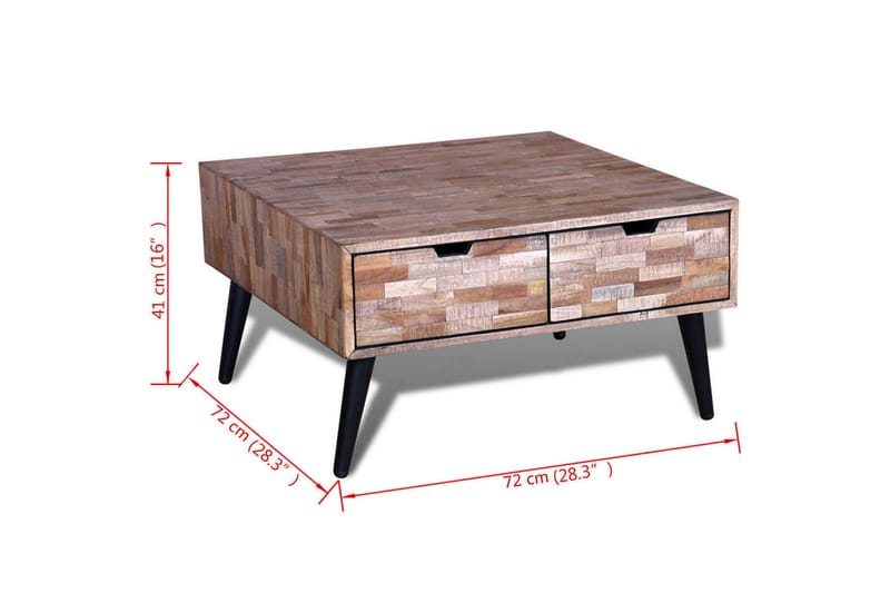 Soffbord med 4 lådor återvunnen teak - Flerfärgad - Soffbord