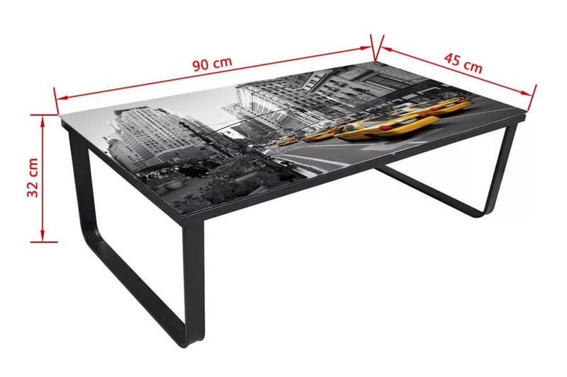 Soffbord med bordsskiva i glas rektangulär - Flerfärgad - Soffbord