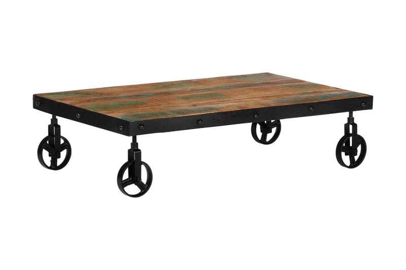 Soffbord med hjul 100x60x26 massivt återvunnet trä - Brun - Möbler - Bord & matgrupper - Soffbord