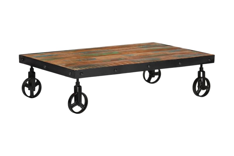 Soffbord med hjul 100x60x26 massivt återvunnet trä - Brun - Möbler - Bord & matgrupper - Soffbord