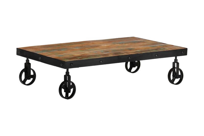 Soffbord med hjul 100x60x26 massivt återvunnet trä - Brun - Möbler - Bord & matgrupper - Soffbord