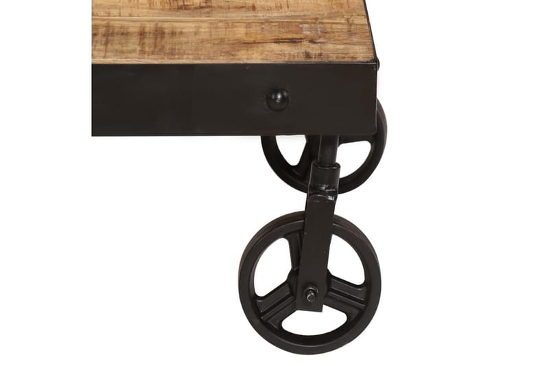 Soffbord med hjul massivt mangoträ 100x60x26 cm - Brun - Soffbord - Soffbord med hjul