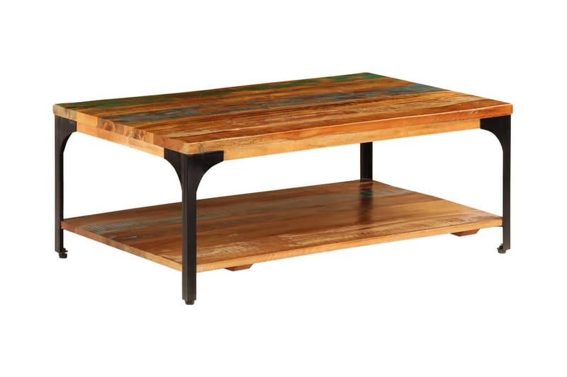 Soffbord med hylla 100x60x35 cm massivt återvunnet trä - Brun - Möbler - Bord & matgrupper - Soffbord