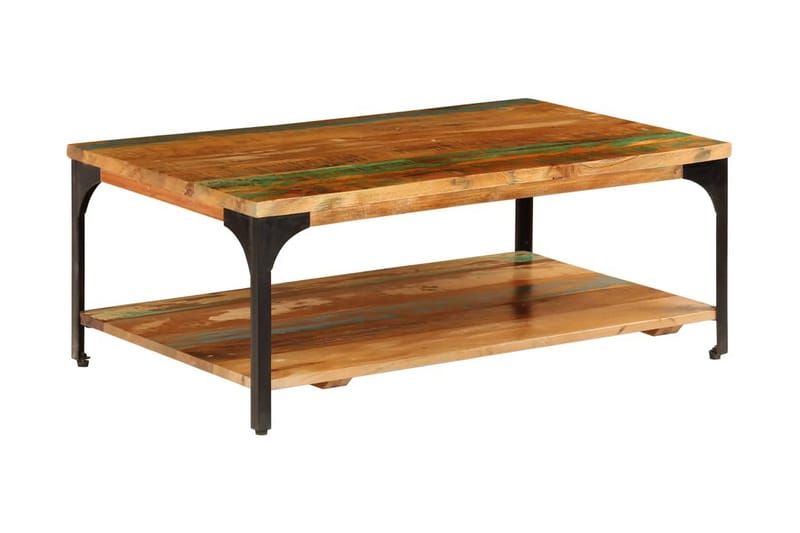 Soffbord med hylla 100x60x35 cm massivt återvunnet trä - Brun - Möbler - Bord & matgrupper - Soffbord