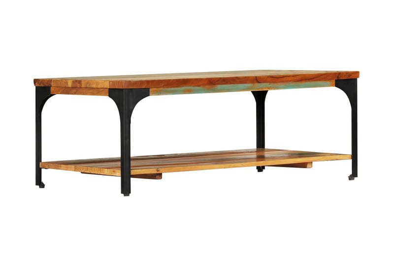 Soffbord med hylla 100x60x35 cm massivt återvunnet trä - Brun - Möbler - Bord & matgrupper - Soffbord