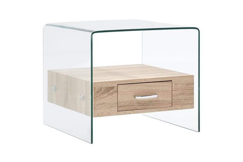 Soffbord med låda 50x50x45 cm härdat glas - Transparent - Möbler - Bord & matgrupper - Soffbord