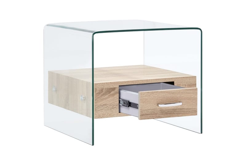 Soffbord med låda 50x50x45 cm härdat glas - Transparent - Möbler - Bord & matgrupper - Soffbord